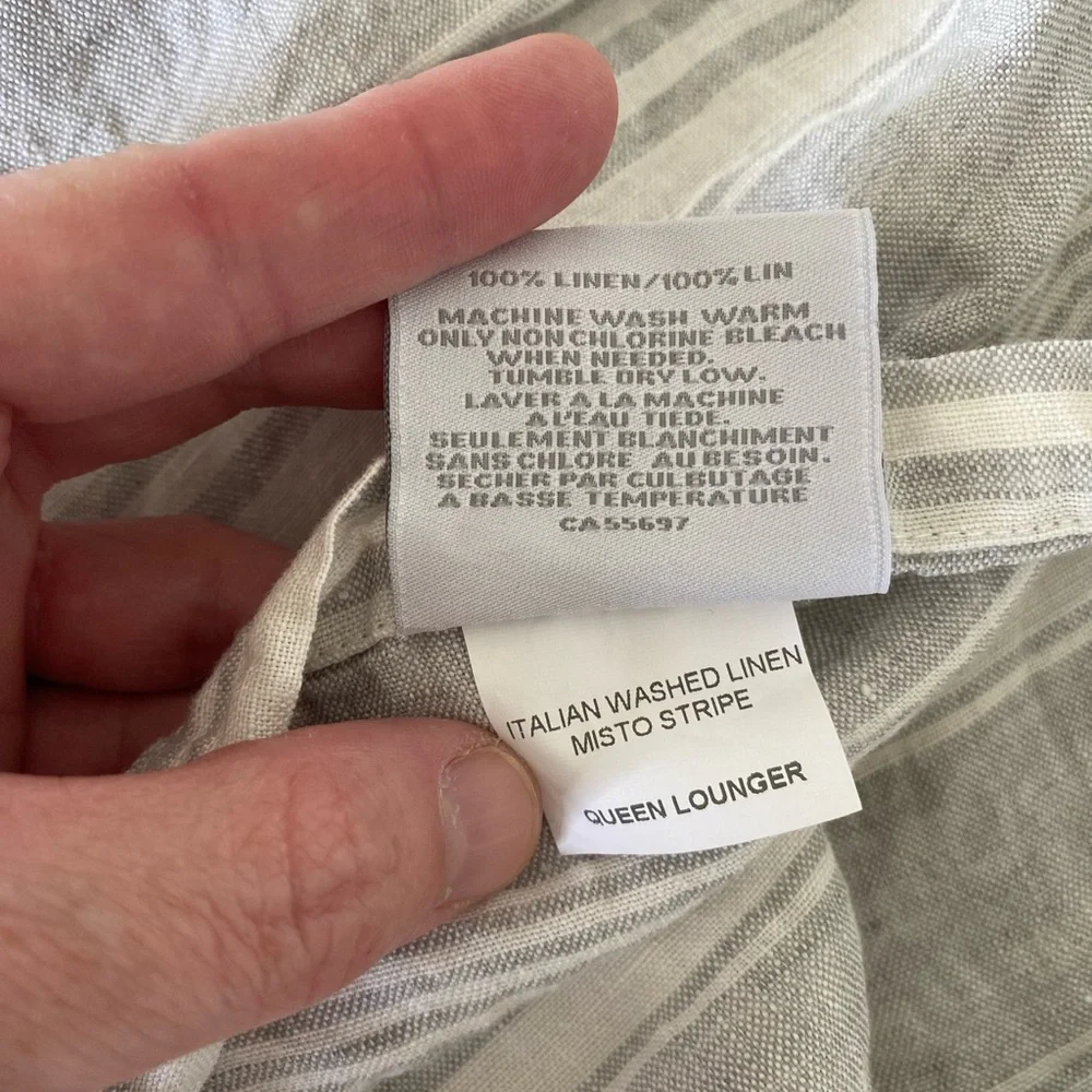NWT Restoration Hardware Italian Washed Linen Misto Stripe Queen Lounger…